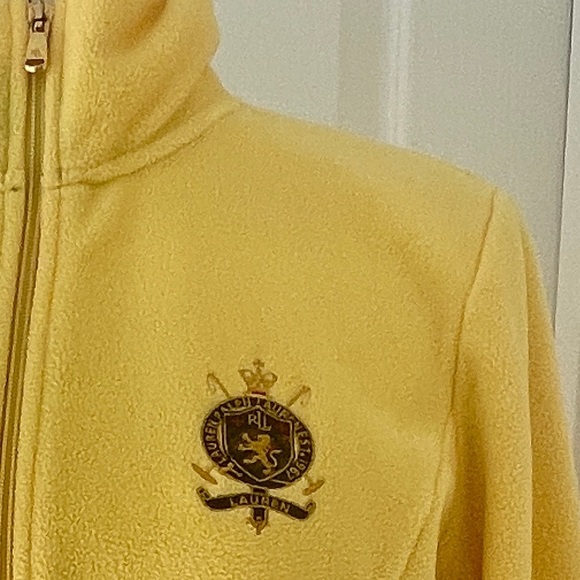 Y2K 90’s Lauren Ralph Lauren Fleece Jacket Lyon Crest Crown Embroidered Sz M - Picture 3 of 15
